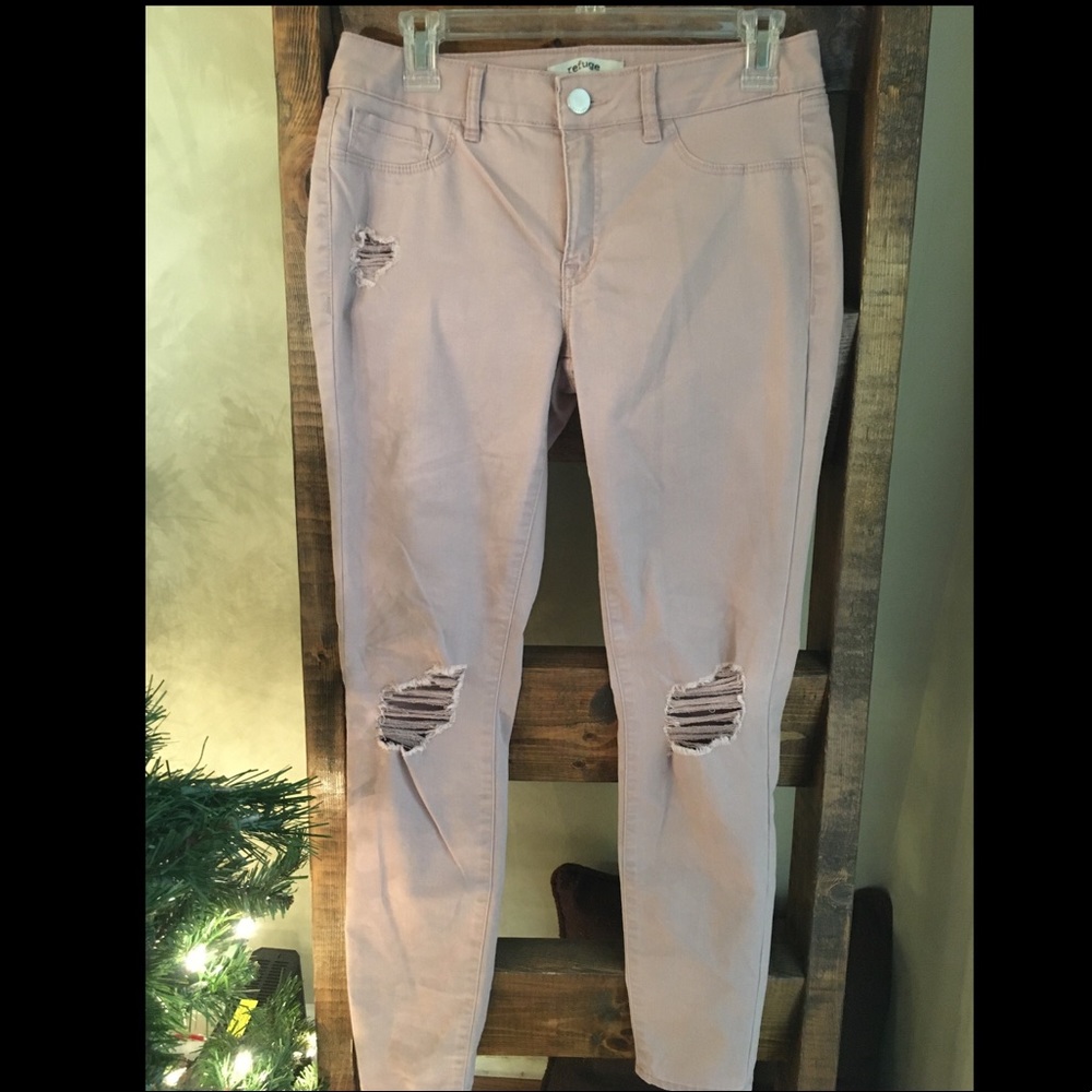 🎀Pink/mauve distressed Refuge stretch jeans